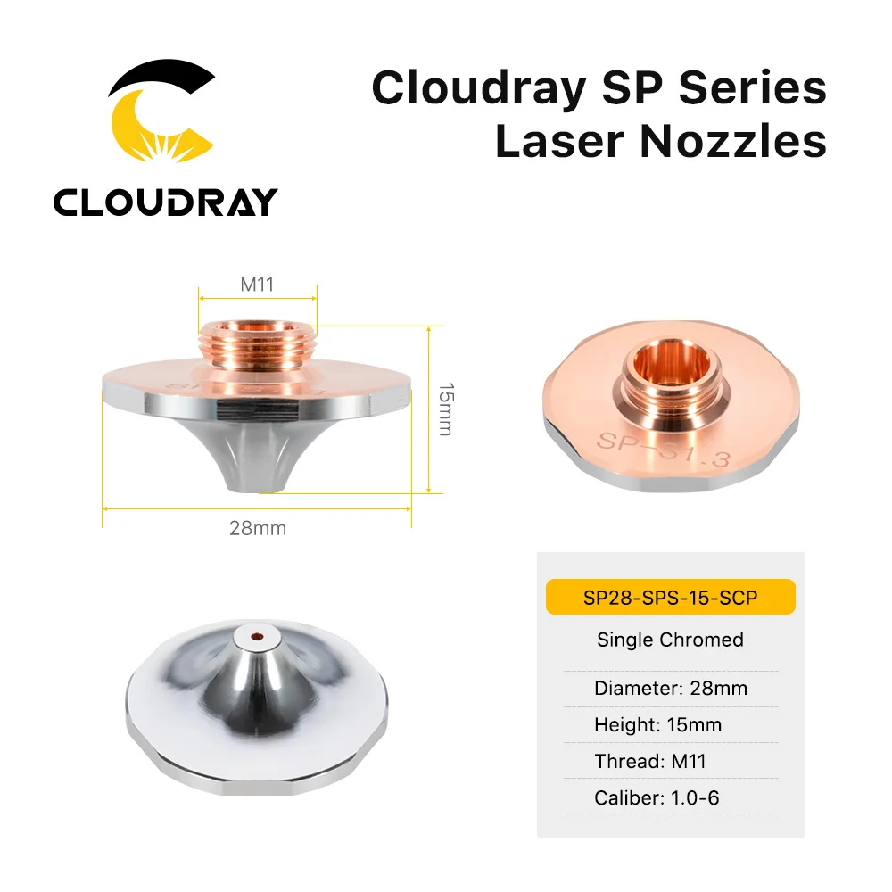 Cloudray SP28-SPS Series Dia.28mm H15 M11 Caliber 1.0-6.0 Single Layers Welding Laser Nozzles for Fiber Laser Cutting Machine