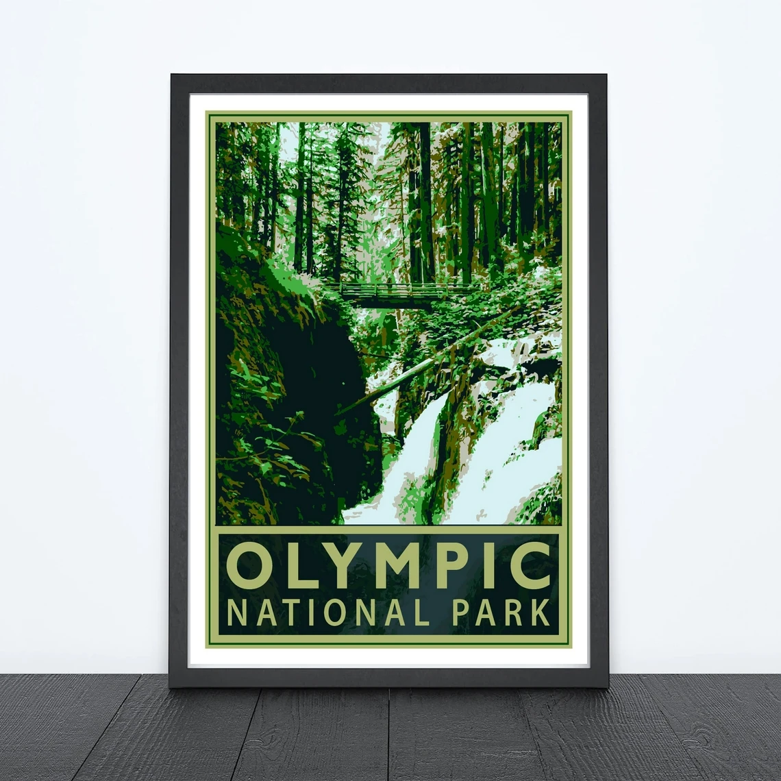 Póster de viaje del Parque Nacional Olímpico, póster estilo serigrafo vintage, arte de pared, viajes, vacaciones, recuerdo, marco no incluido