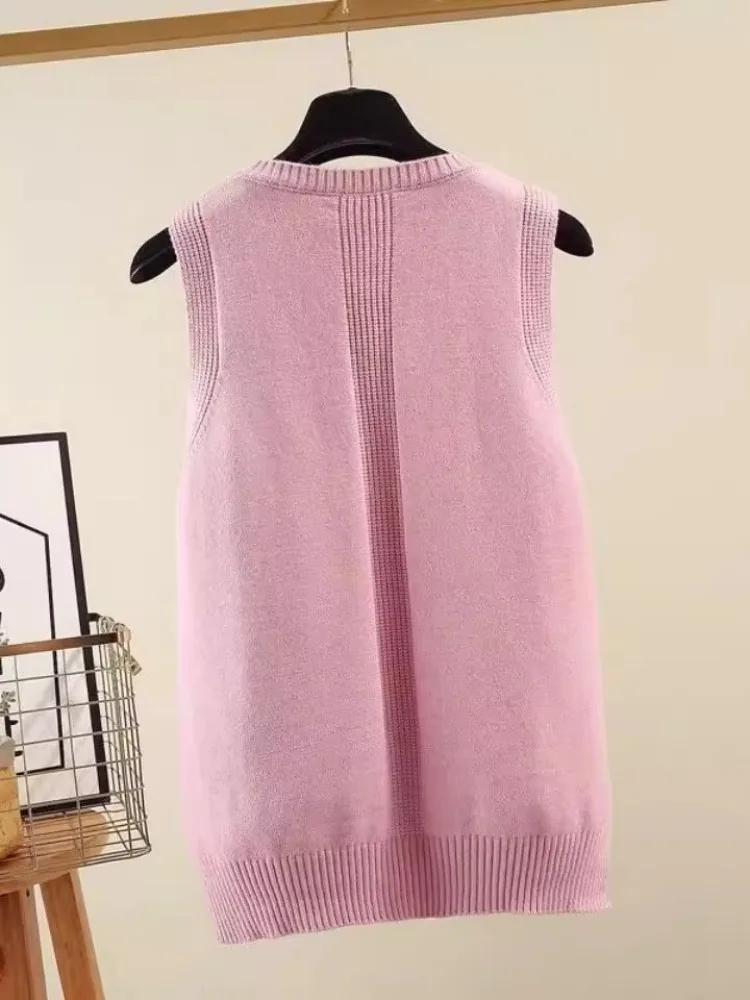 سترة نسائية جديدة محبوكة مستديرة Ne فضفاضة مناسبة سترة علوية ملابس خارجية شتوية غير رسمية طبقة قاعدة متعددة الاستخدامات #3