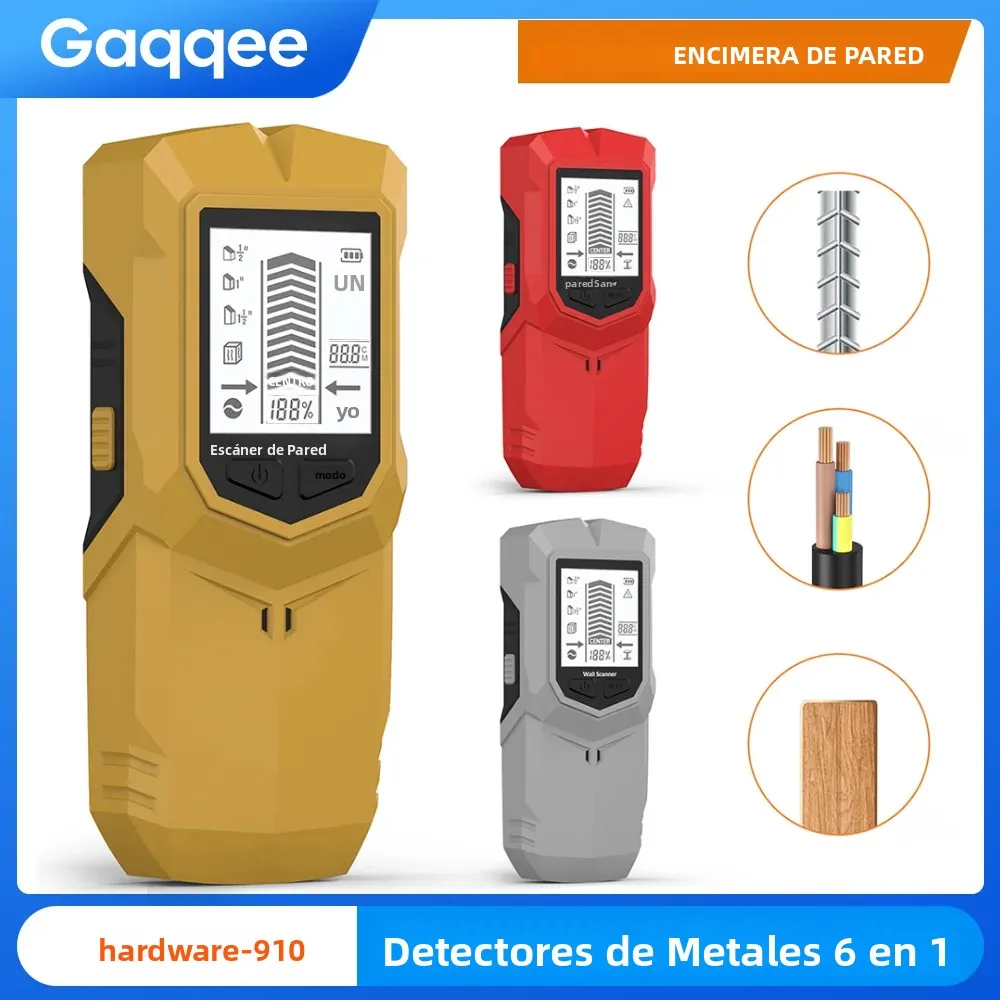 Detector de Metales de pared portátil HW-910 6 en 1 con pantalla Digital LCD, buscador de clavos portátil, detectores de metales, herramientas de electricista