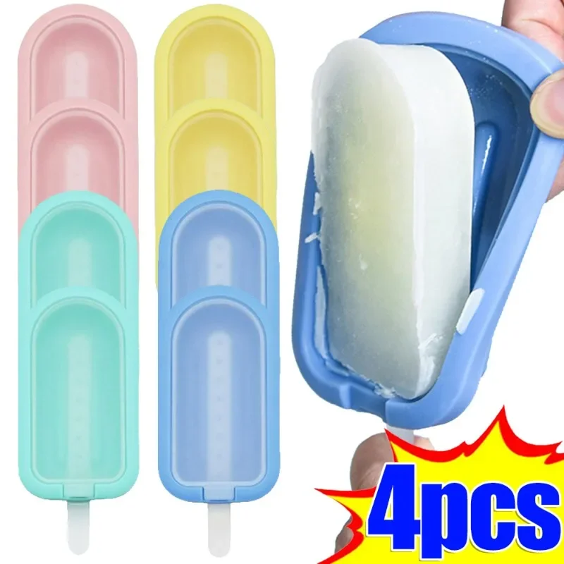 

1/4pcs Ice Cream Mold Food Grade Silicone Tray DIY Chocolate Dessert Popsicle Mould Reusable Homemade Tool Summer Party Supplies