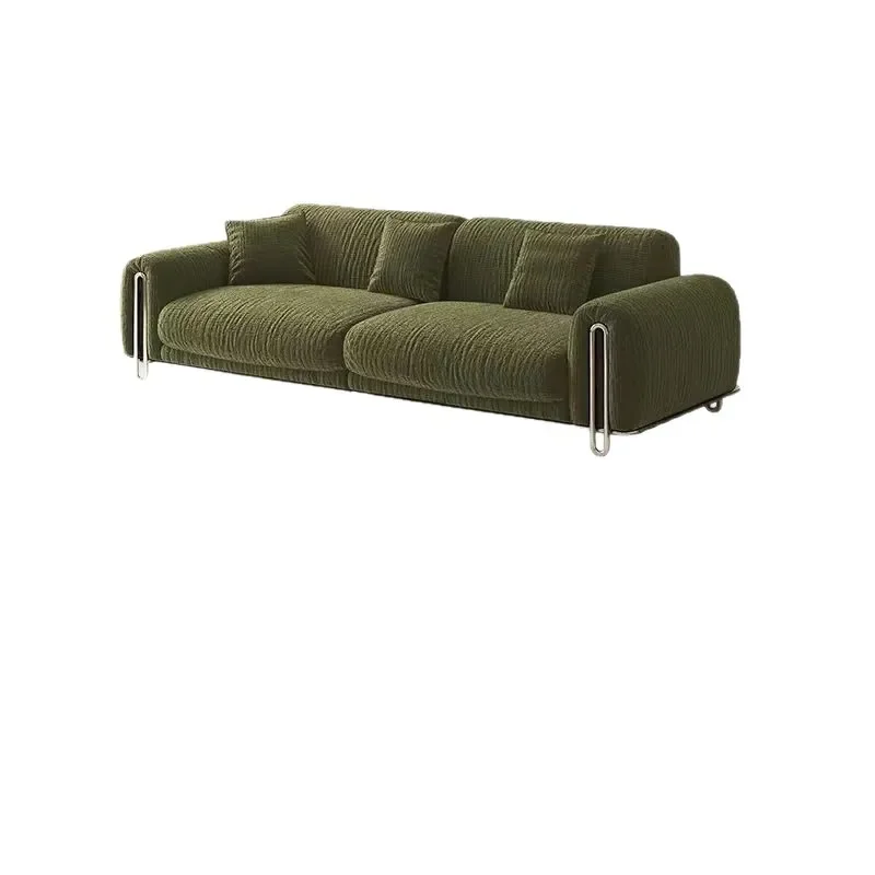 

Green chenille fabric sofa removable and washable medieval living room wabi sofa