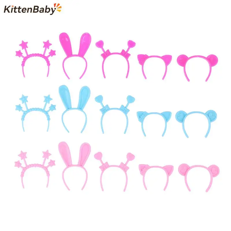 5Pcs/lot For 30cm Doll Dollhouse Miniature Headband Rabbit/Cat/Bear Ear Head Band Doll Mini Hairwear Hair Accessories