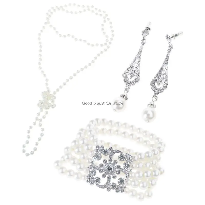 

Women Flapper Accessories Party Costume Feathers Headband Necklace Earring Cigarettes Holder for Cocktail Party