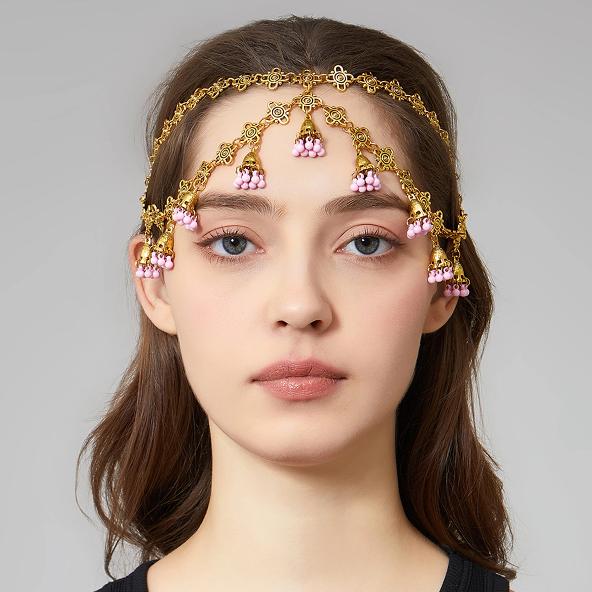 بوهو خمر عقال جرس شرابة الذهب اللون الشعر مجوهرات النساء الكلاسيكية الهندي غطاء الرأس العروس الزفاف إكسسوارات الشعر