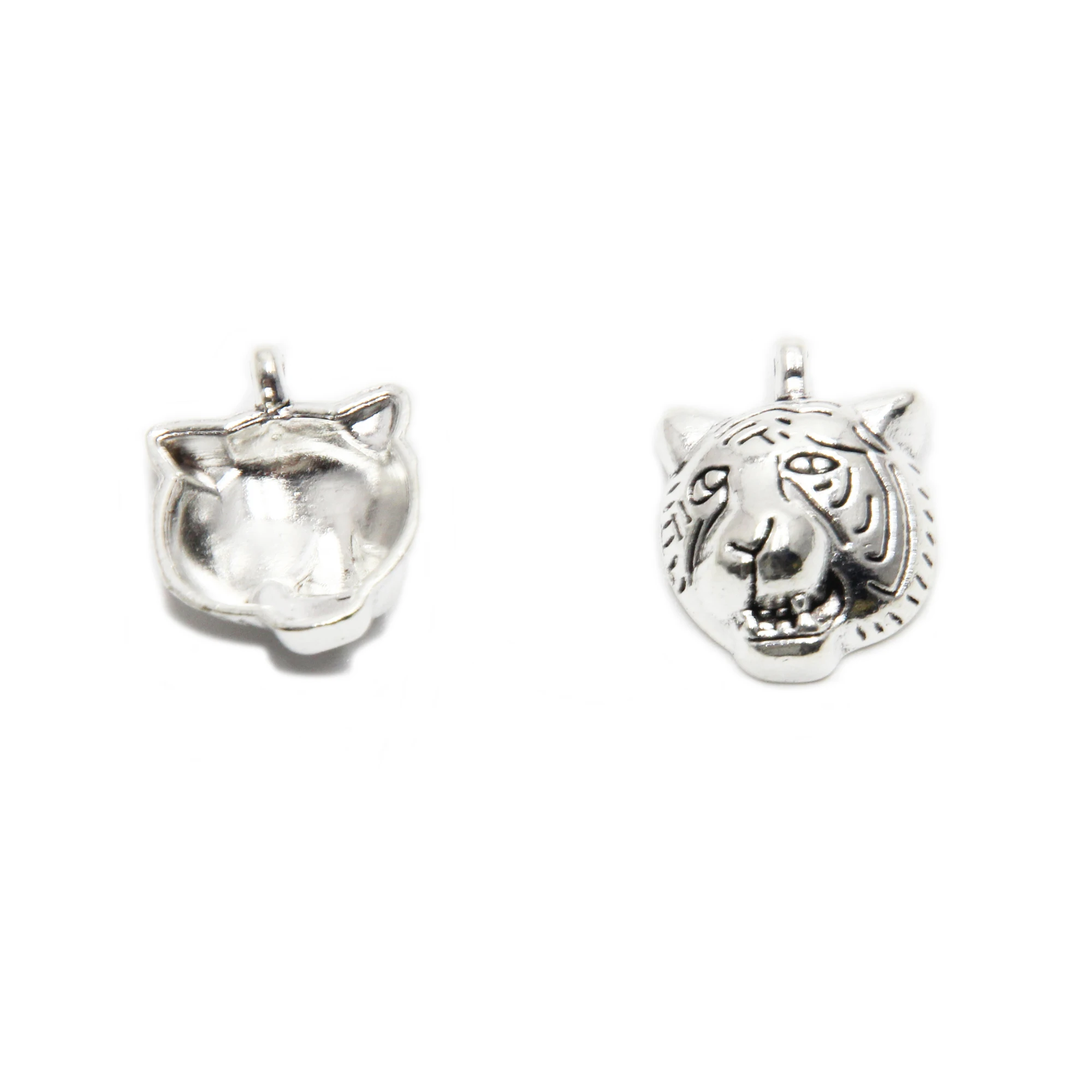 

10pcs Tiger Head Pendant Antique Tibetan Silver Tone Zinc Alloy 27*24mm