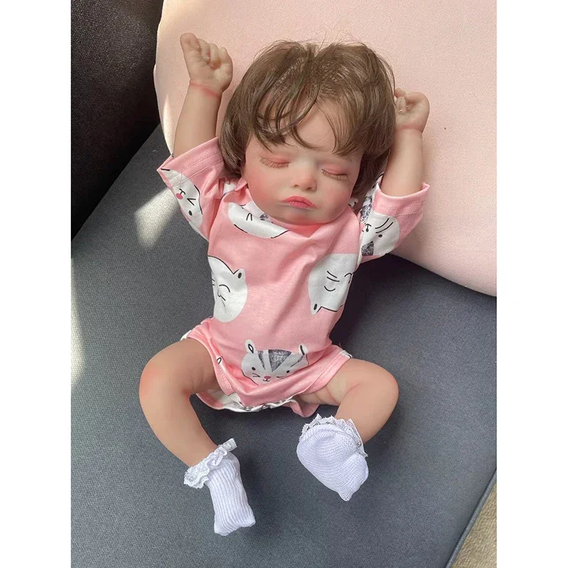 

45CM Already Finished Painted Bebe Reborn Doll Rosalie Newborn Sleeping Doll Soft Lifelike 3D Skin Tone Visible Veins