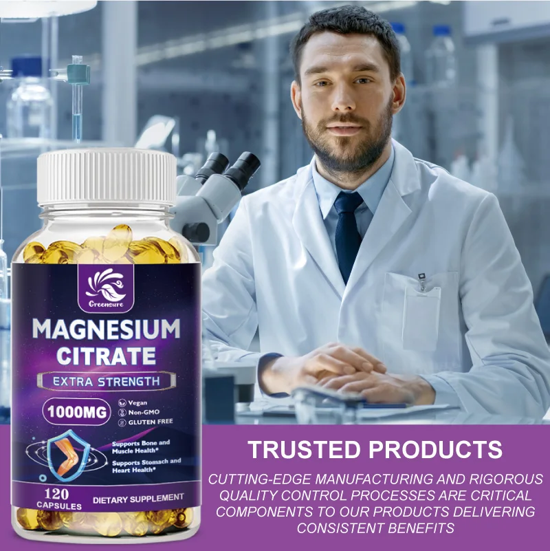 Magnesium Citrate 1000 Mg - Easily Absorbed, Purified Trace Mineral - Muscle, Nerve and Energy Support, Non-GMO