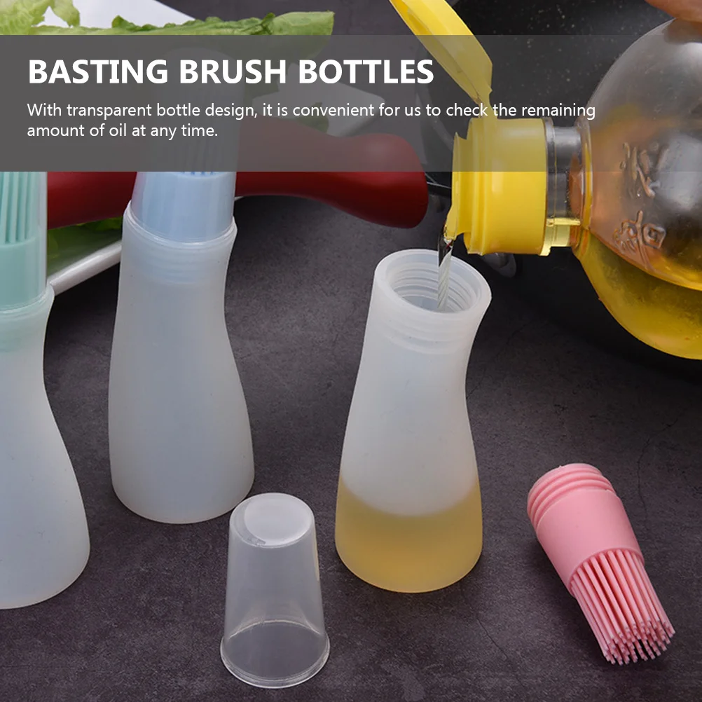 

6 Pcs Silicone Oil Bottle Brush Bbq Tanker Cooking Baster Safe Practical Long Lasting Dustproof Cover Transparent Bottle Oil Soy