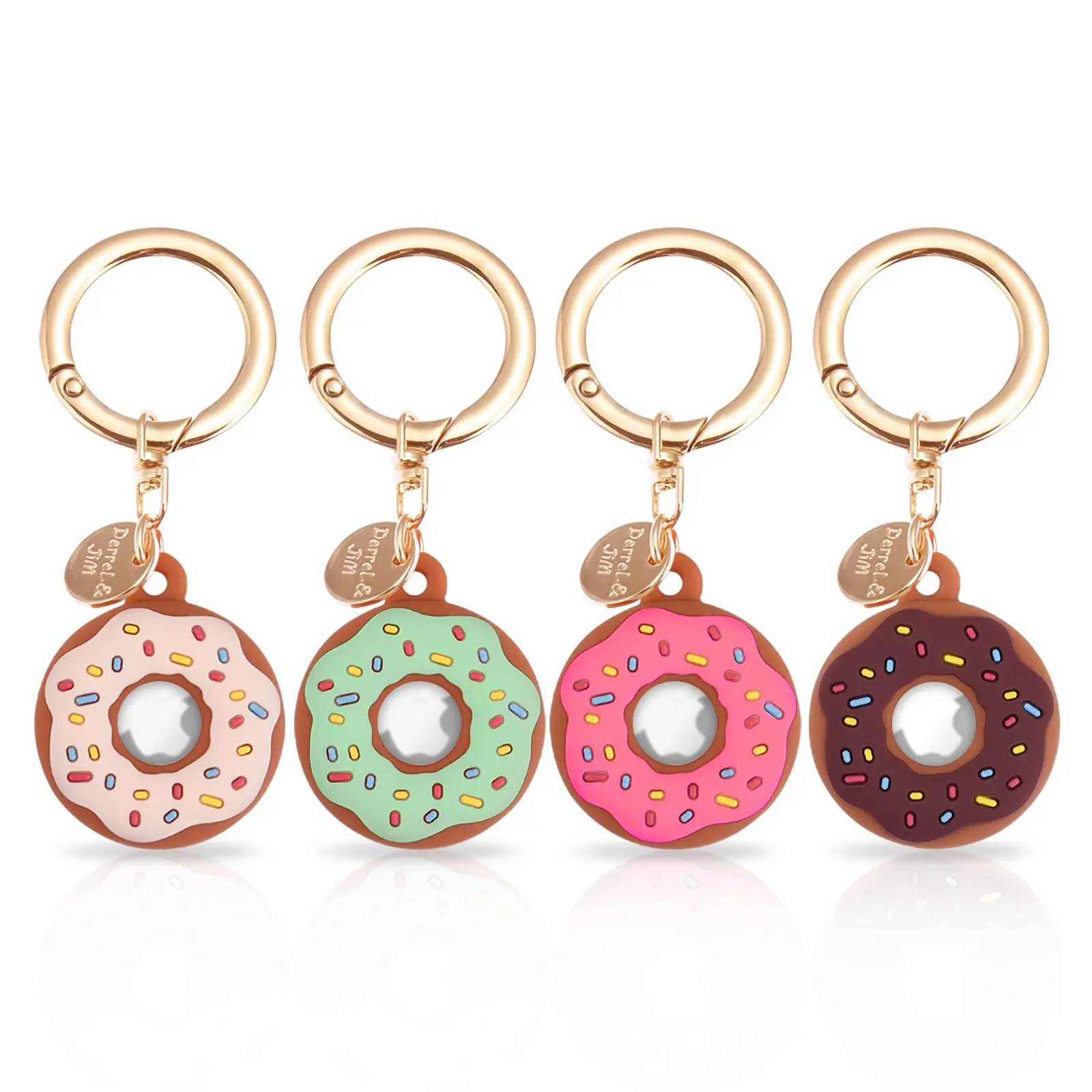 Airtag Keychain Donut Case for AirTag Tracker Cute Protective AirTag Holder with Anti-Lost Keychain Anti-Drop Scratch