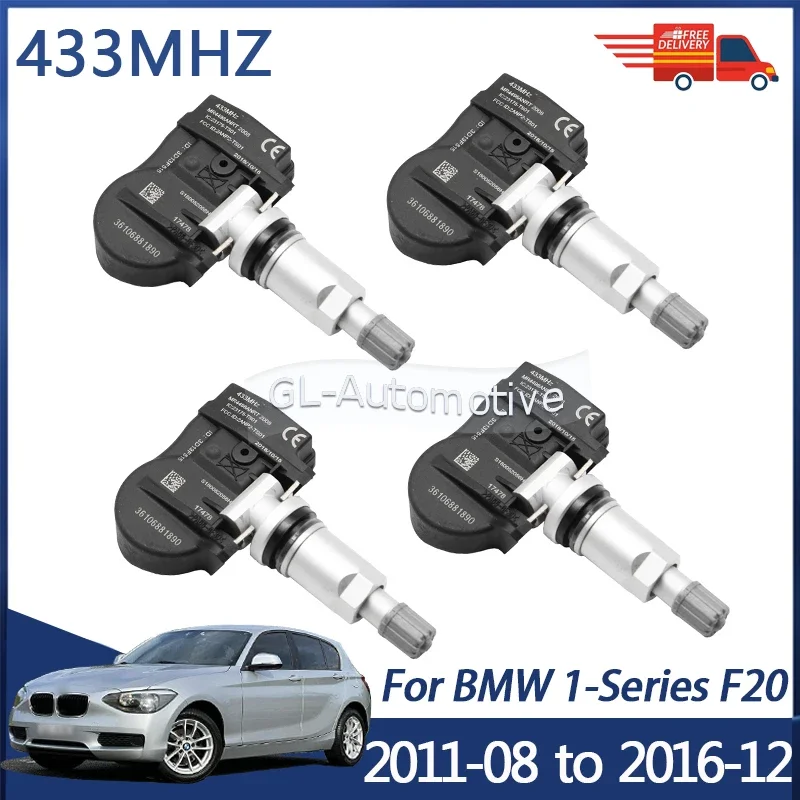 

4 шт., 433 МГц, датчик контроля давления в шинах для BMW 1 серии F20 2011-2018, датчик TPMS 36106881890 6855539