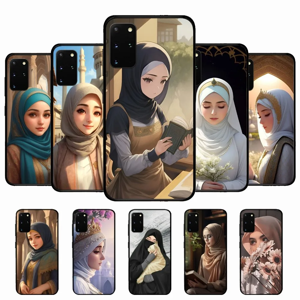 Capa de telefone muçulmano árabe hijab menina para samsung s 9 10 20 21 22 23 30 23plus lite ultra fe s10lite fundas