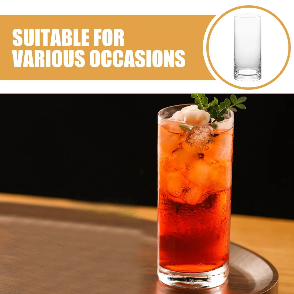 Glass Straight Water Cup Clear Glass Drinking Glasses Moderate Capacity for Juice Beer Iced Coffee Clear Cups Reusable