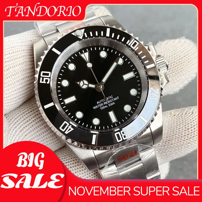 

Tandorio Dive Classic 40mm Water Ghost SUB Watch Sapphire Glass 100m Waterproof Green Lume NH35A Automatic Mechanical Men Watch