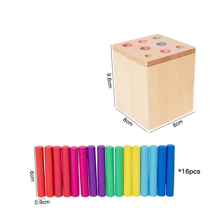 Gioco sensoriale per bambini creativi Giocattolo Scatola di smistamento di forme di colore Permanenza dell'oggetto Moneta Stick Giocattolo educativo precoce in legno per bambini parrocchiali