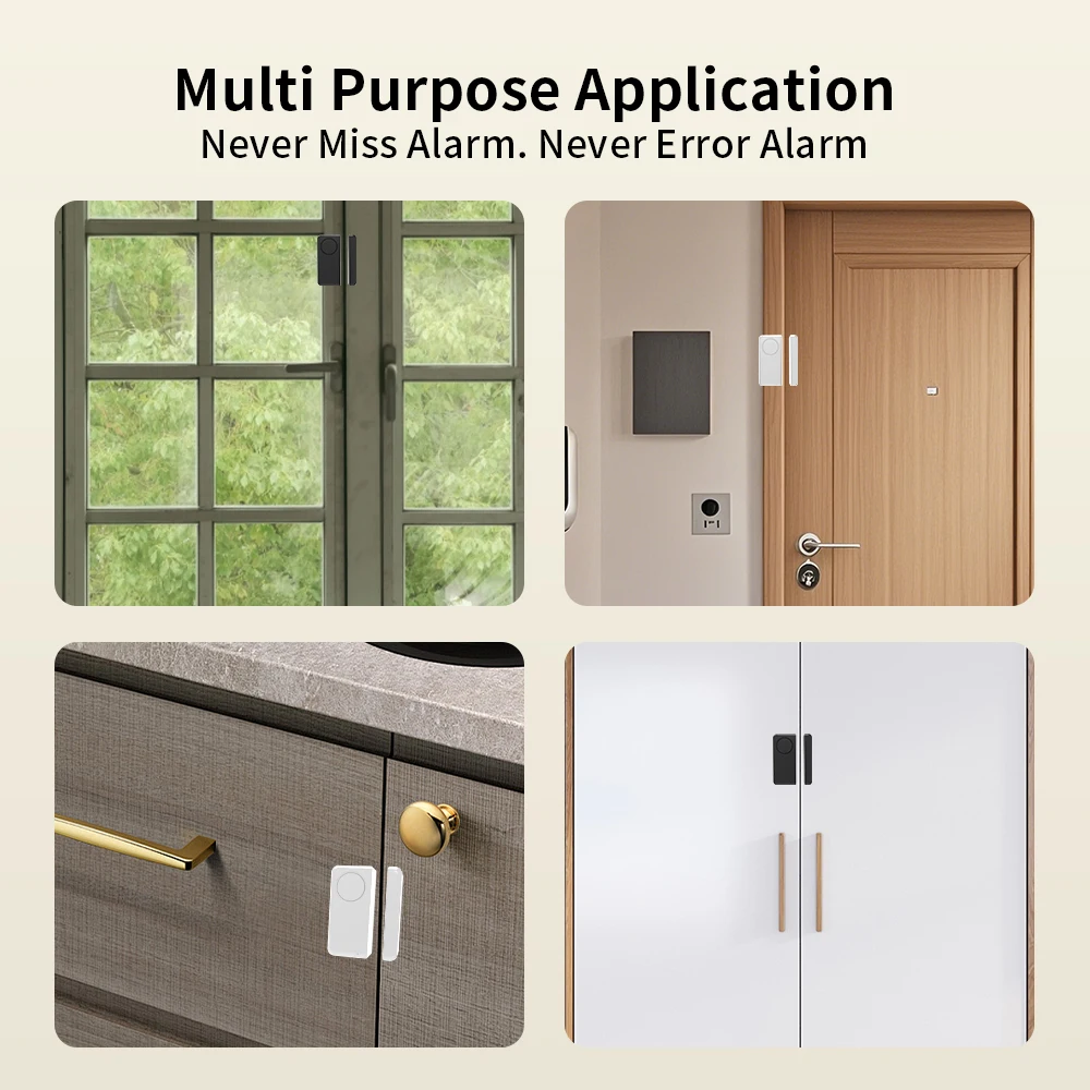 يعمل مستشعر نافذة الباب الذكي Tuya WiFi مع إشعار الحياة الذكية في الوقت الحقيقي وإنذار 90 ديسيبل لأمن المنزل سهل التركيب