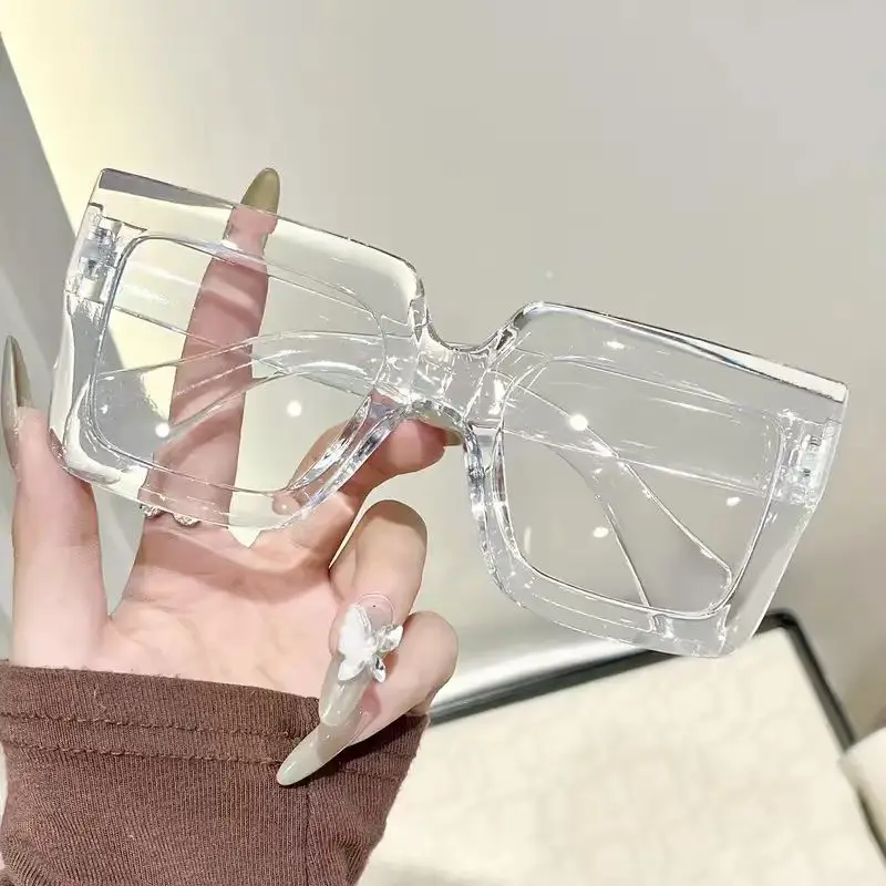 1-teilige geometrische Retro-Brille für Damen mit transparenten Gläsern, geeignet für den Alltag im Alltag, Lesen, Dekoration und Geschenk – Detail 4