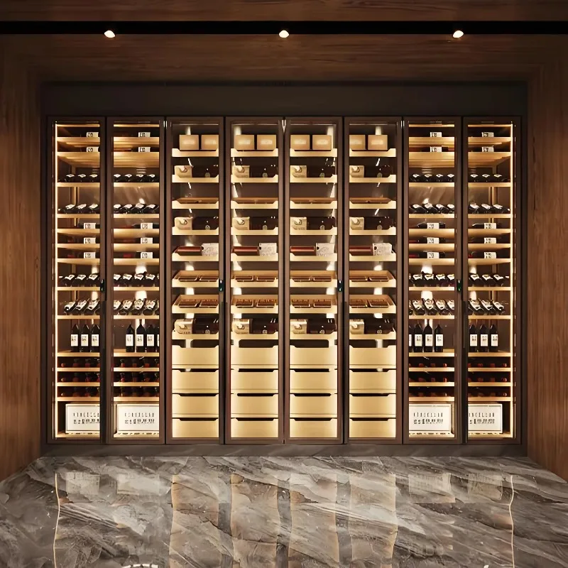 

Индивидуальный термостатический гигростатический шкаф для сигар и вина из нержавеющей стали | Встроенный винный шкаф для сигар для домашней мебели