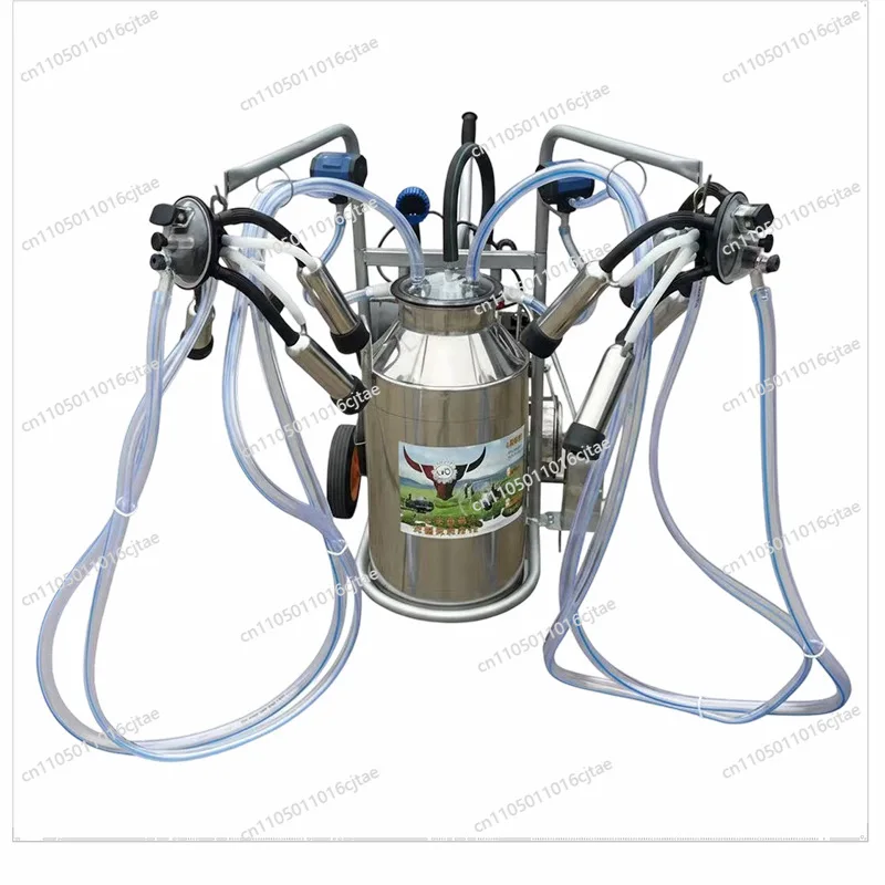 For Single Double Head Milking Machine, Stainless Steel Mobile Vacuum Milker for Pasture Cattle and Sheep