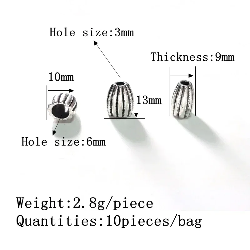 10 Pieces 10*13MM Fashion New  Oval Big Hole Pumpkin Zinc Alloy Beads Diy Bracelets Necklace Jewelry Accessories
