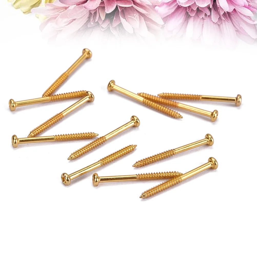 12Pcs Gold Bass Pickup Screws Compatible with Pb Jb P90 Humbucker Pickups 37Mm Total Length 3Mm Thread Diameter Metal