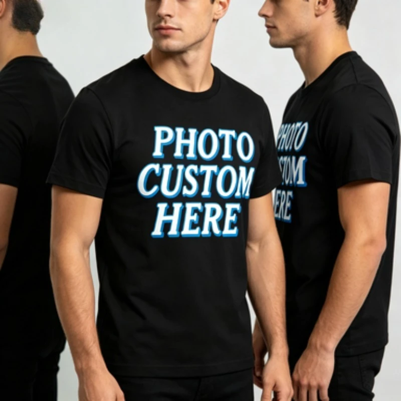Unisex Modal DIY Custom Photo Tee Men Women Personalized Text Print Crew Neck Short Sleeve Loose Customizable Casual T Shirt