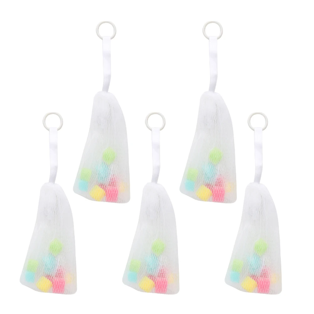 

5pcs Foaming Net Bubbling Pouch For Soap Cleanser Lather Bathing Tool Efficient Bubble Making Sponge With Granules Hanging