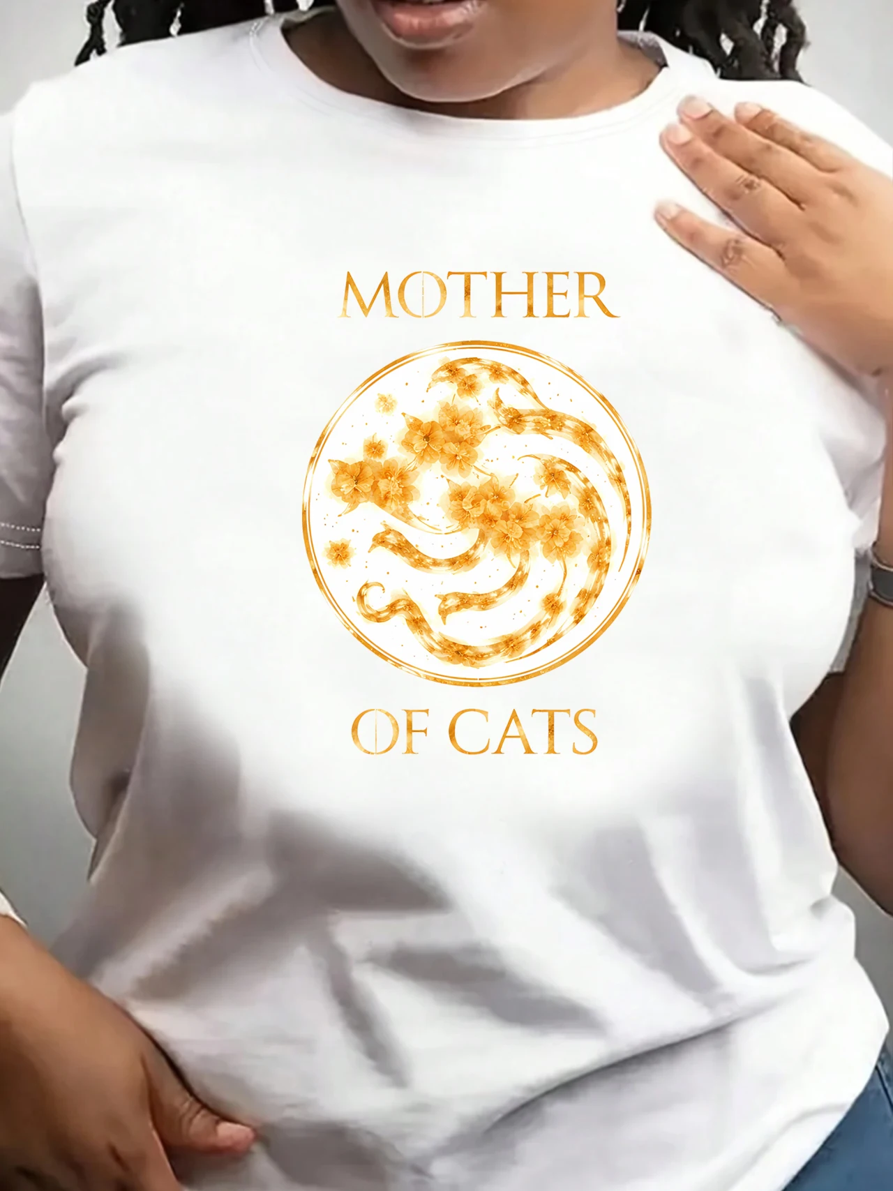 

【ZXH11127】Letter and geometric print plus size women's round neck T-shirt summer casual short sleeved street fashion versatile