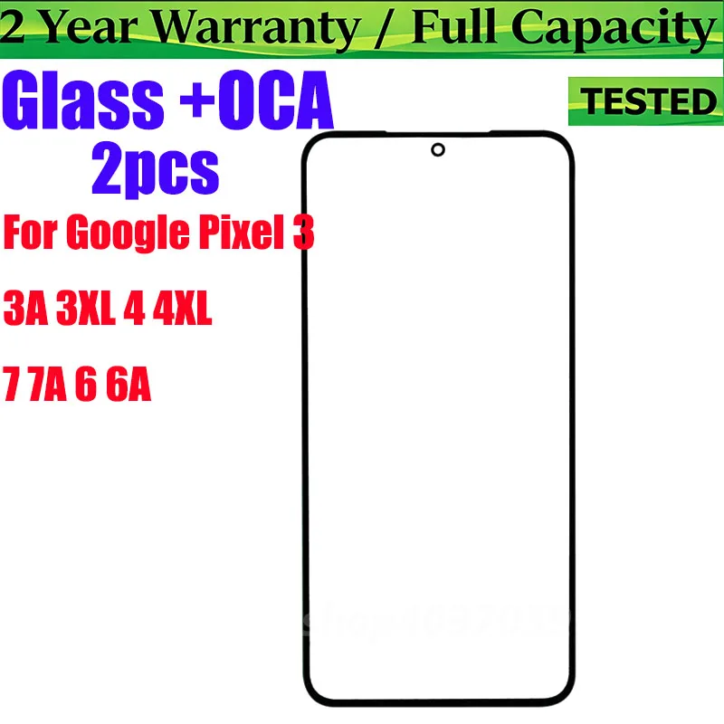 2PCS/LOT Screen Touch Glass+OCA For Google Pixel 3 3A 3AXL 4 4XL 7 7A 6 6A Touch Screen LCD Outer Display Lens