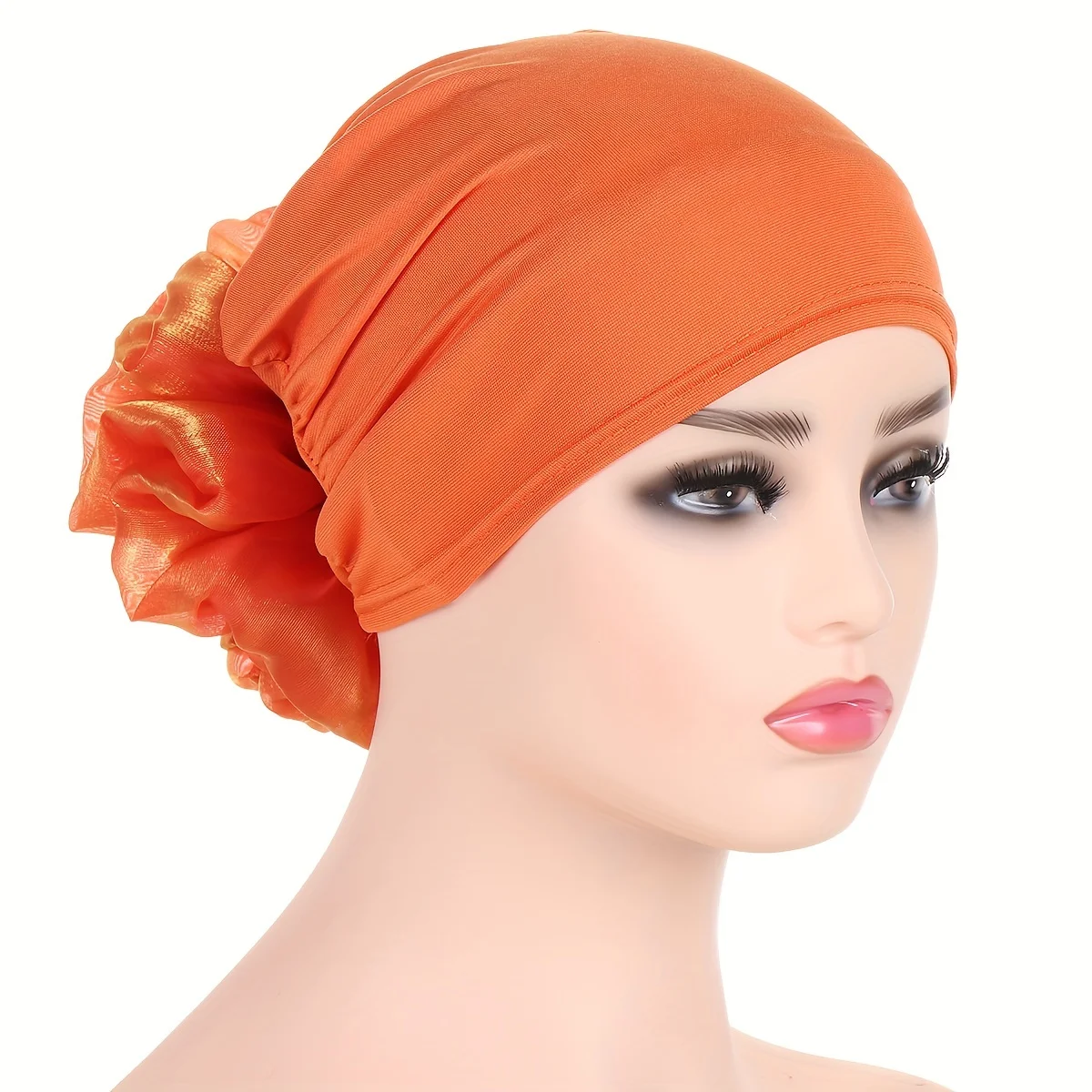 Elegant Plate Flower Turban Hat Candy Color Head Wraps Headscarf Breathable Elastic Beanies Chemo Cap For Women