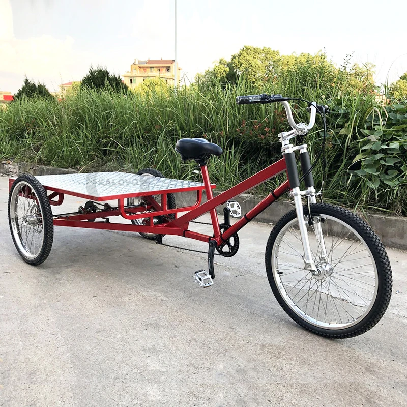 Heavy Load Three Wheel Flatbed Tricycle Two Rear Axle Cargo Tricycle For Sale