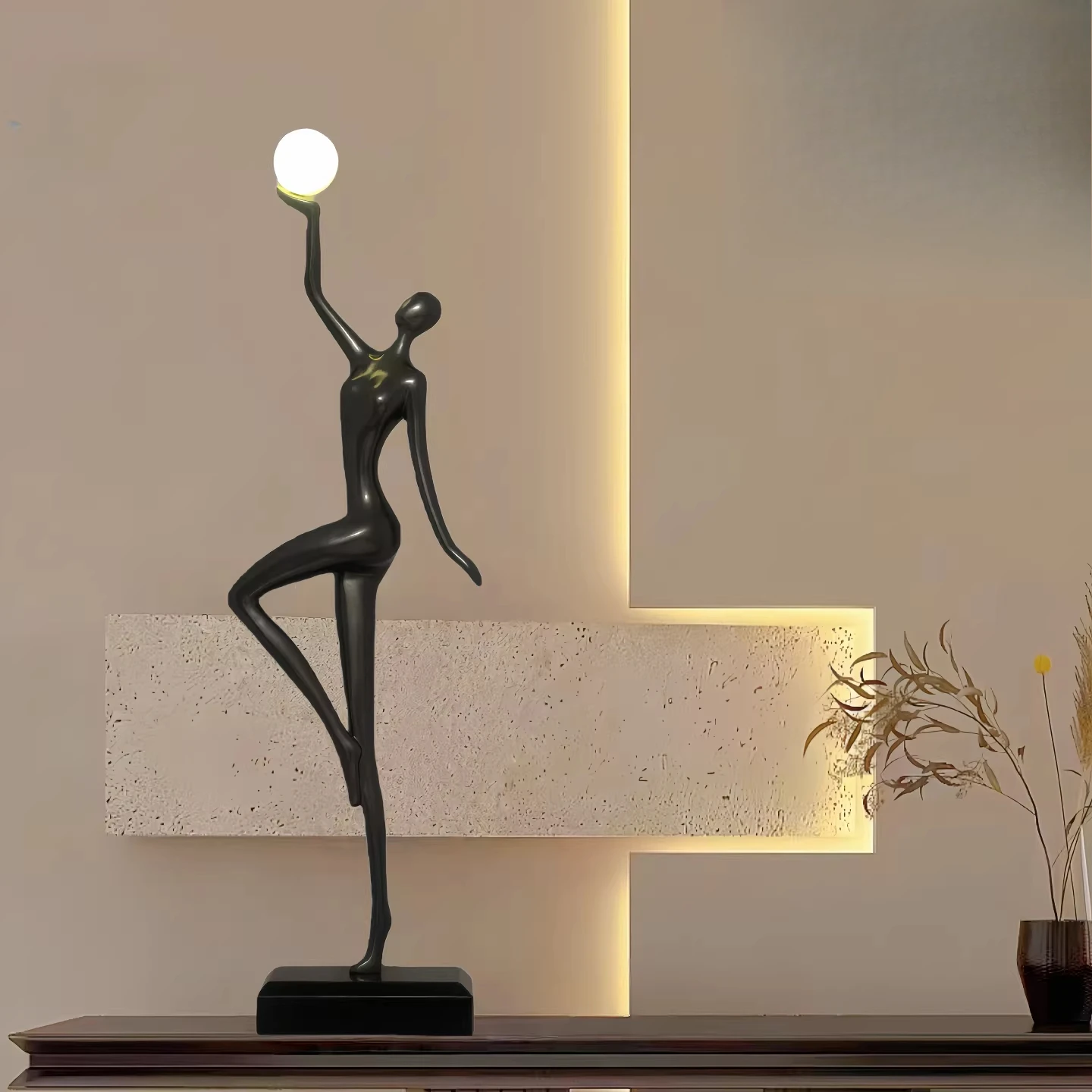 Modern light luxury red figure sculpture ornament slender high-end sense niche high-end entrance vertical height creative handic