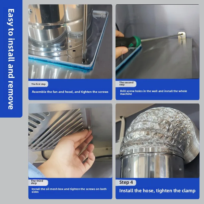 ไฟฟ้า 6 นิ้วสแตนเลส Range Hood ไอเสียพัดลมห้องครัวระบายอากาศ EXTRACTOR พัดลมสําหรับ Apartment SMOKE Hood