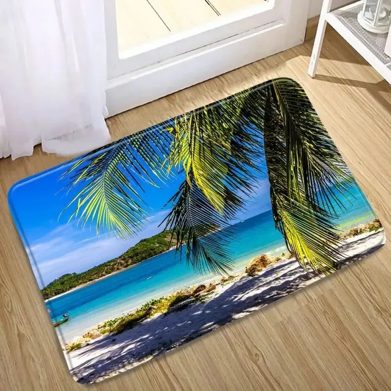 Ocean Scenery Print Kitchen Bathroom Absorbent Floor Mat Home Decor Bedroom Living Room Entrance Entrance Carpet