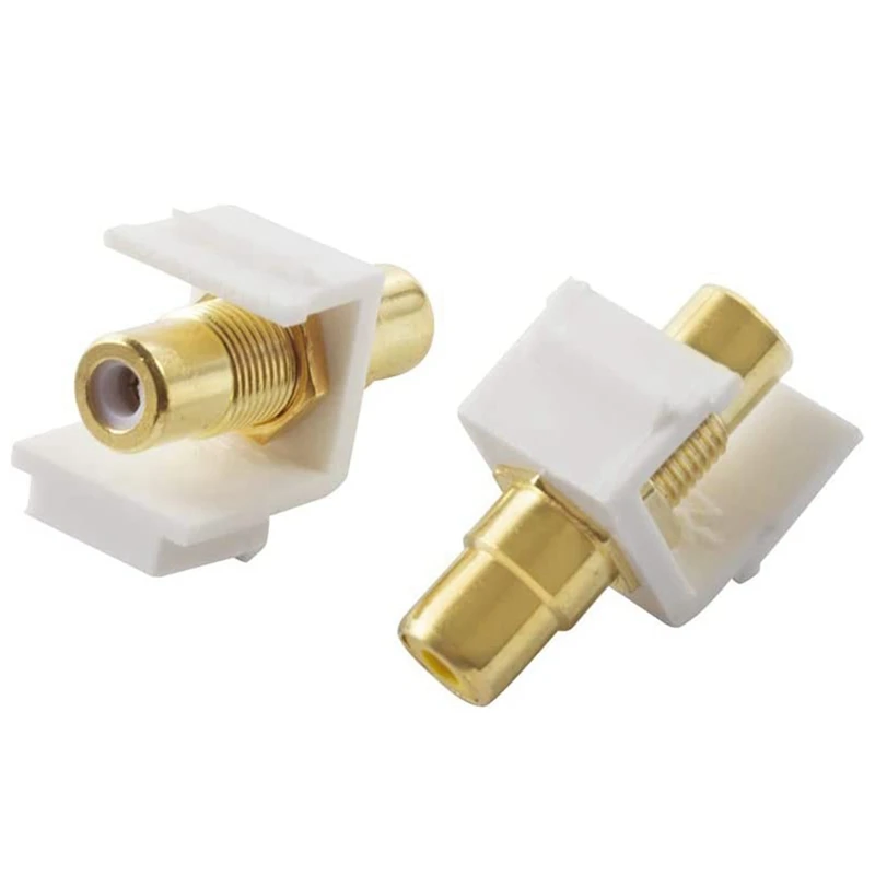 5-Pack RCA Keystone Jack Insert Connector Socket Female Snap in Adapter Port Gold Plated Inline Coupler for Wall Plate