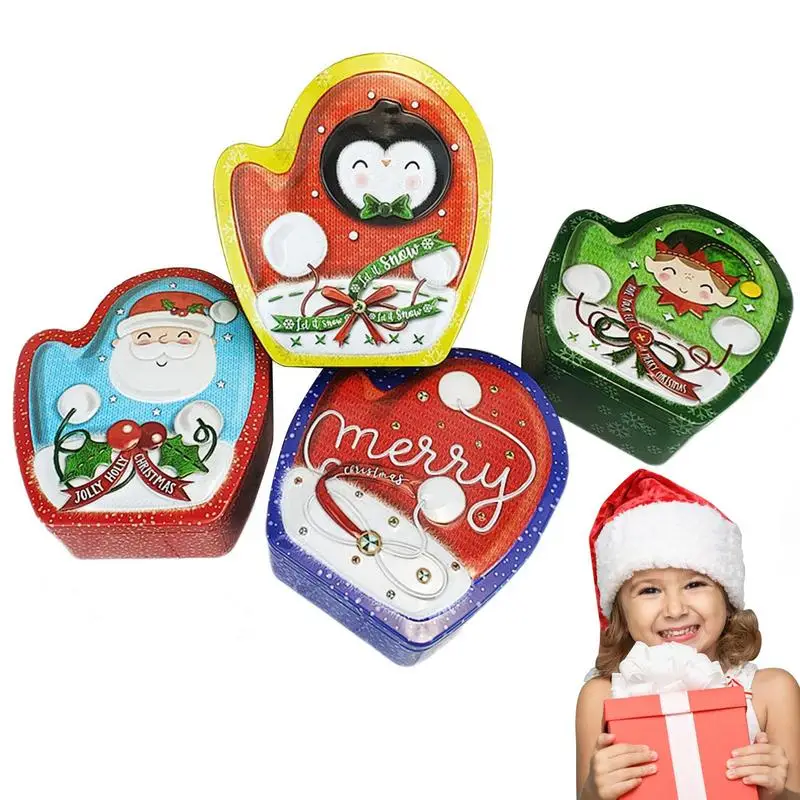 Christmas Cookie Tins Candy Storage Containers Christmas Set Of 4 Christmas Empty Treat Containers For Food Storage Candy Cookie