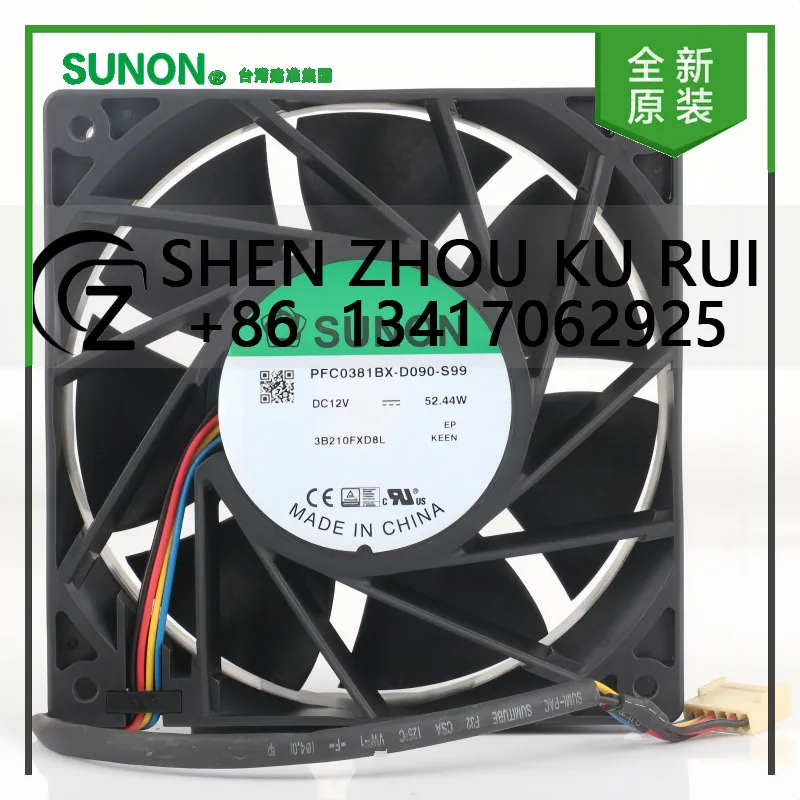 

New Sunon 5V 24V 48V DC12V 52.44W AC EC 12038 120X120X38MM 12CM cabinet welding machine Four-wire PFC0381BX-D090-S99 cooling fan