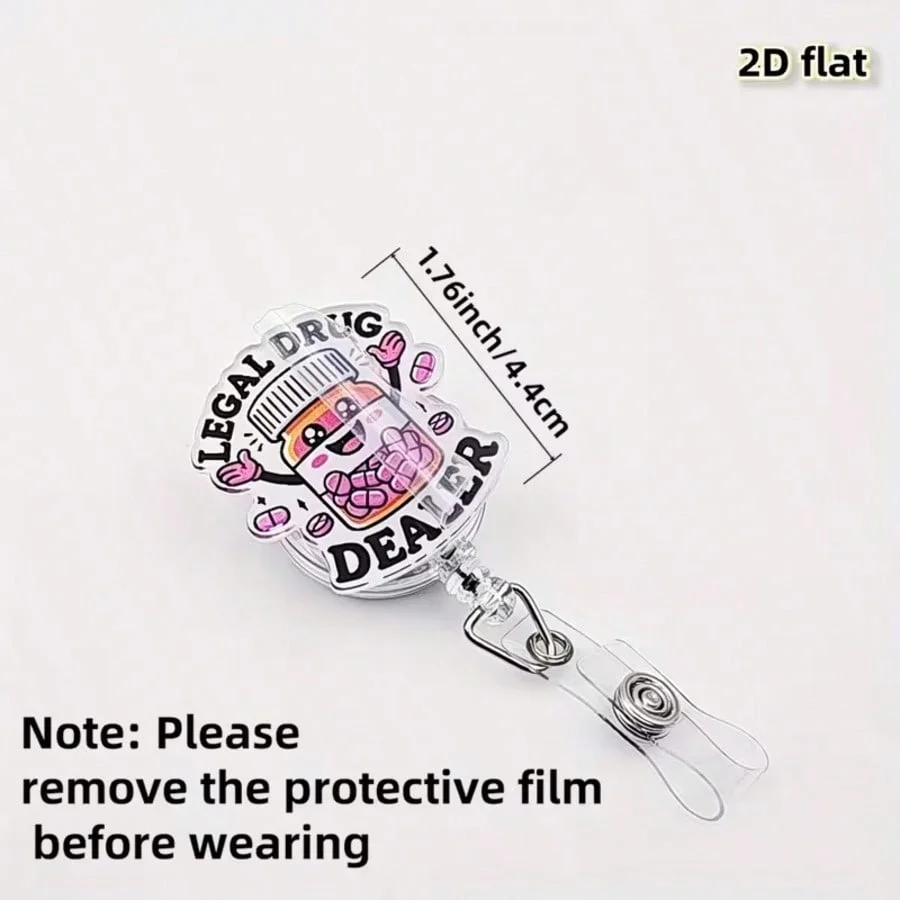 1pc Cute Medical Themed Retractable Badge Reel – Acrylic ID Holder for Doctors, Nurses, RN, LPN, Healthcare Staff