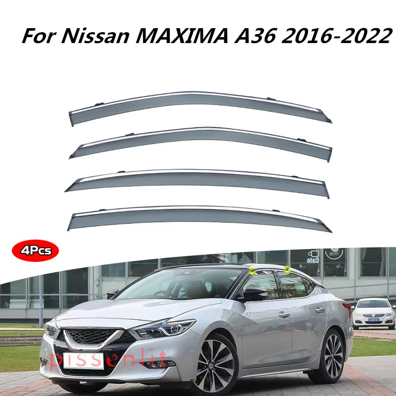 

For Nissan MAXIMA A36 2016-2022 Window Visors Car Accessories Exterior Decoration Rain Guards Outer Trim Chrome Awnings Shelters