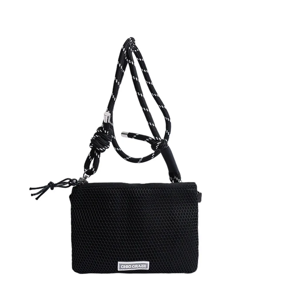 

Cute Korean Style Nylon Mesh Bag Double-layer Purse Nylon Crossbody Bag Solid Color Wallet Bags Shoulder Bag Outdoor