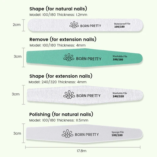 Imagen 2 del producto BORN PRETTY 1 Uds lima de uñas 100/180/240/320 papel de lija desechable removedor de cutículas tampones juego de herramientas de manicura
