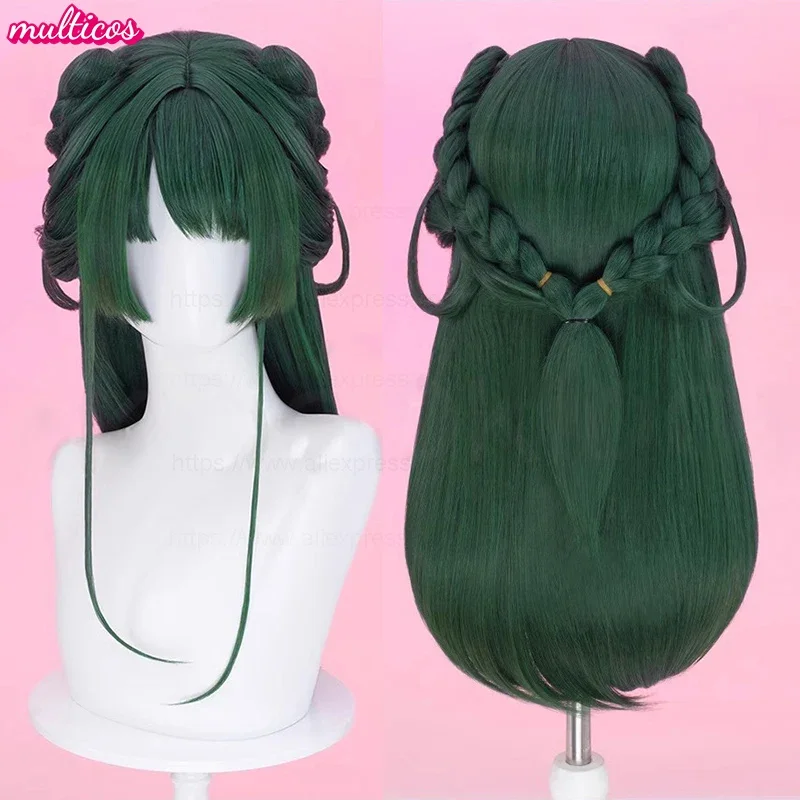 Wig Maomao Berkualitas Tinggi Anime The Apothecary Diaries Rambut Sintetis Tahan Panas Hijau Kehitaman Wig Cosplay Mao Mao + Topi Wig