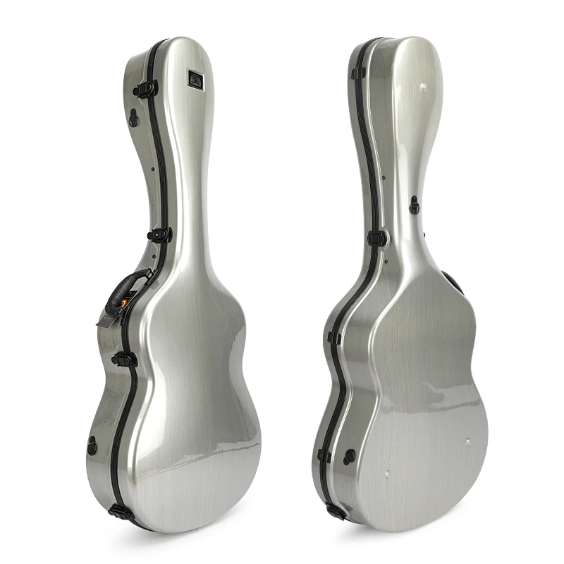 

Hooqu Factory High Quality ABS Acoustic Electric Bass Guitar Hard Case Silver Custom Guitar Case Shockproof Acoustic Guitar Cas