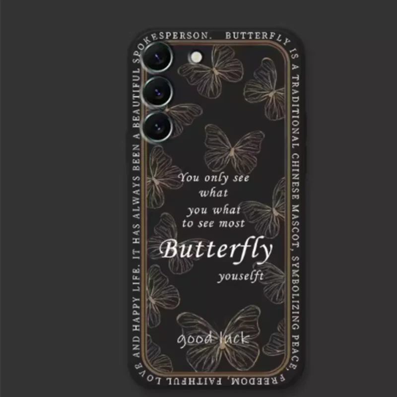 YL-Luxury Shockproof Butterfly Phone Case For Samsung Galaxy S23 22 21 20 10e Note20 10 FE Ultra Plus Silicone Back Cover Coque