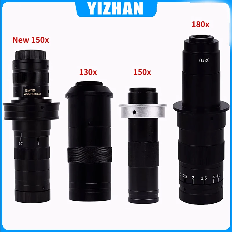

130X 150X 180X Zoom C Mount Lens 0.7X~4.5X Magnification Adjustable For Industry Video Microscope Camera Lens
