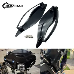 Motorcycle Black Adjustable Fairing Side Wing Windshield Air Deflectors For Harley Electra Street Glide Ultra Limited 2014-2023