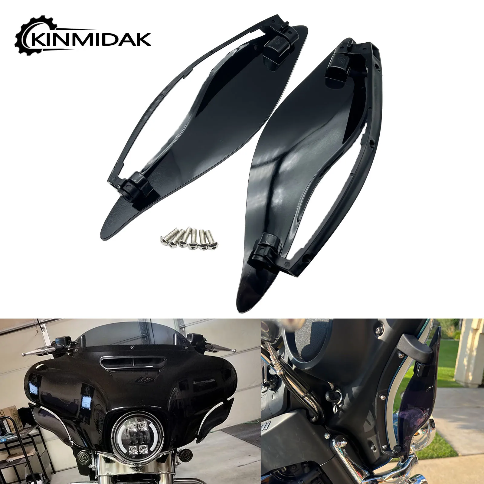 Motocykl czarny regulowana owiewka boczne skrzydło owiewki szyby przedniej dla Harley Electra przemieszczanie się po ulicy Ultra Limited 2014-2023