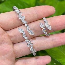 018580 Fashionable Bangle Set For Women Cubic Zirconia  Jewelry Cuff Bangle Ring Dubai Wedding Party Engagement Hand Accessories