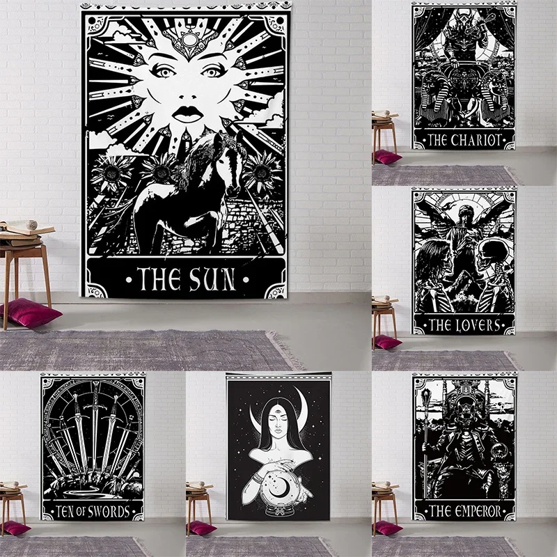 Retro Tarot Karte Serie Wandteppiche Schlafzimmer Dekoration Wand kunst hängen Stoff Tapisserie Büro Wohnzimmer nach Hause cool Dekor
