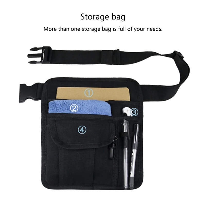 Bolsa cintura para ferramentas lona ajustável, bolsa armazenamento com vários bolsos para chave fenda M4YD